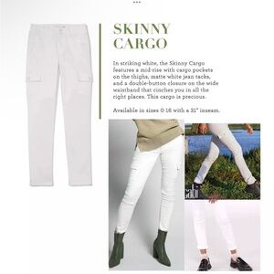CAbi White Skinny Cargo Jeans style 6495